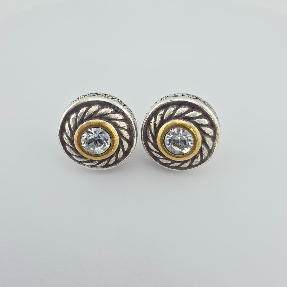 BRIGHTON 'Heiress Crystal' Earrings SWAROVSKI Crystal Silver & Gold Plate